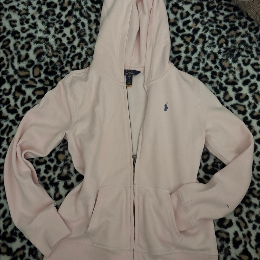 Polo by Ralph Lauren Women's Light Pink Zip-Up Hoodie